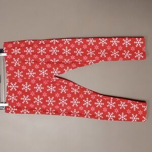 No Boundaries Red Ankle Leggings w White Snowflakes XXL (19)